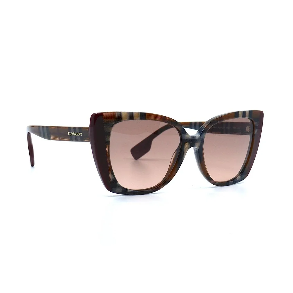 BURBERRY MERYL BE4393 CHECK BROWN BORDEAUX PINK GRADIENT SUNGLASSES - Picture 3 of 10